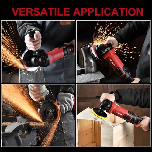 AOBEN 1200W Angle Grinder 4-1/2 inch | 10Amp, 11000 RPM, 7-Speed Corded Power Electric Cut off Tool with Switch Lock | for Heavy Duty Work & Metal Cutting, Grinding & Polishing