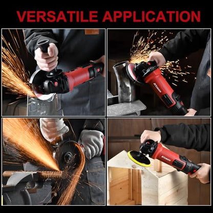 AOBEN 1200W Angle Grinder 4-1/2 inch | 10Amp, 11000 RPM, 7-Speed Corded Power Electric Cut off Tool with Switch Lock | for Heavy Duty Work & Metal Cutting, Grinding & Polishing