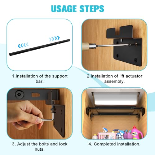 71-100cm Undermount Sink Brackets Kit, Adjustable Carbon Steel Supports - color: Black