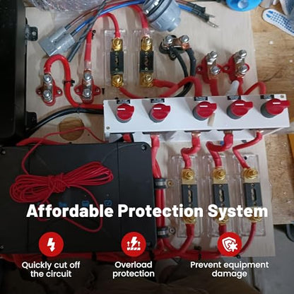 RED WOLF Car Radio Audio ANL Fuse Holder w/300A Fuse for Trolling Motor ATV Trailer Inverters Amplifier Install and Video System Electrical Protection 0/2/4 Gauge in Out, Gold Plated ANL Block 2 Pack