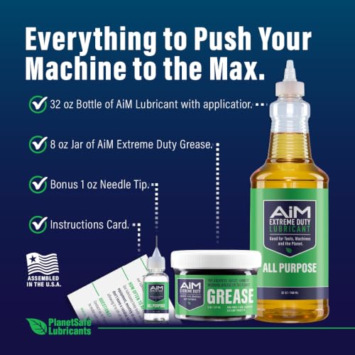 PlanetSafe Lubricants Home & Industrial Gym Equipment Maintenance Kit: AiM Extreme Duty Lubricant & AiM Grease Bundle with Precision Applicator - Large Kit - size: Large Bundle