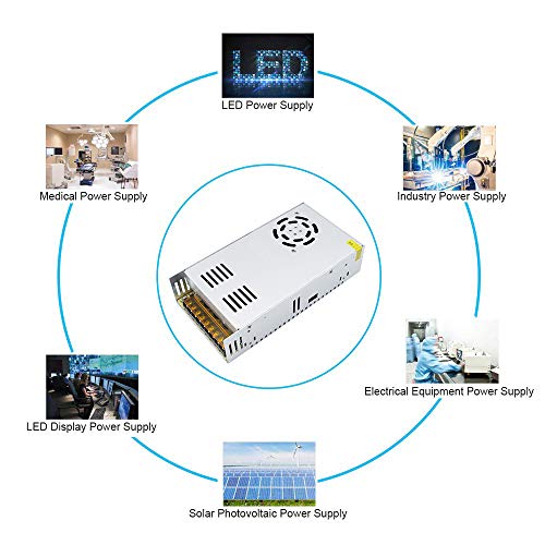 inShareplus 12V 450W LED Power Supply,12 Volt DC Switching Power Supply, 37.5A, 100-240V AC to DC 12 Volt LED Driver, Converter, Transformer for LED Strip Light, Computer Project - style: 12V 450W