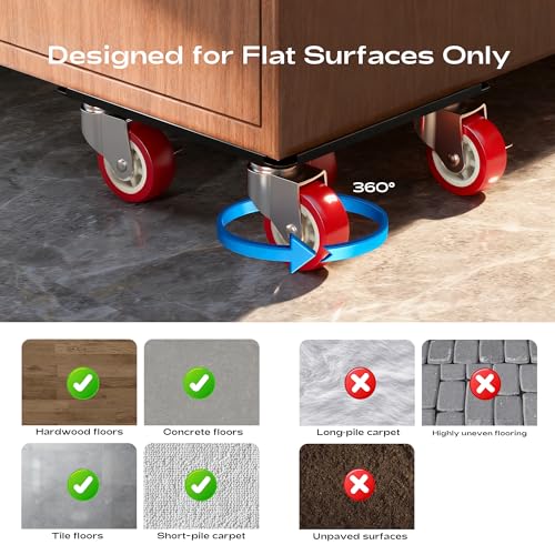 Furniture Dolly with 5 Wheels Heavy Duty Furniture Movers with Wheels Furniture Moving Wheels for Heavy Furniture Dollies Moving Dolly Heavy Duty Furniture Lifter Rollers 2866lbs Load Capacity - size: 5.3x5.3 IN
