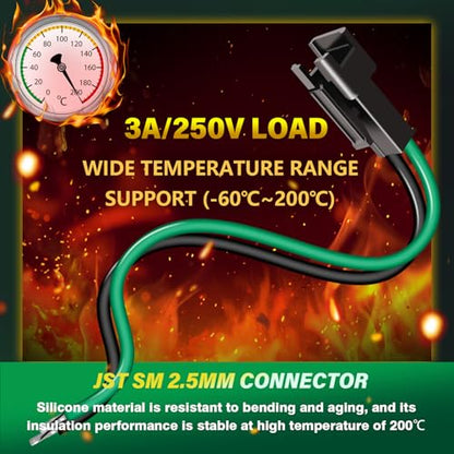 20Pieces JST SM 2.5mm 2 Pin 20AWG Silicone Connector Kit 20cm Set - size: 2-Pin, style: JST-SM-F