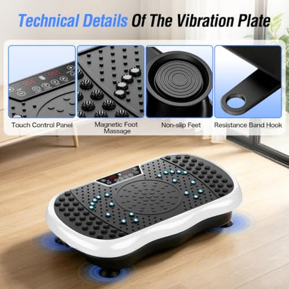 Vibration Plate Exercise Machine with 200 Speeds & 10 Presets - color: White