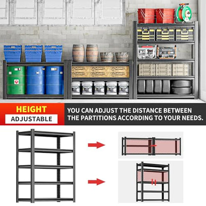 OLLRRACT 5-Tier Garage Shelving, Metal Storage Shelves, Utility Shelf - size: 24" D x48" W x72" H