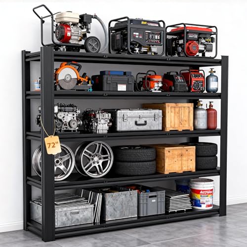 5000Garage Shelving, Heavy Duty Storage Shelves Metal Shelf Unit Adjustable Industrial Storage Racks for Shop,Warehouse,Basement (72 * 62 * 24) - size: 72"H x 62"W x 24"D
