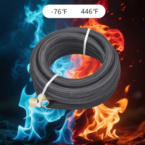 6AN PTFE E85 Fuel Line Hose 10FT With 4PCS Hose Separator Clamp - color: 10FT+Clamp, size: AN6