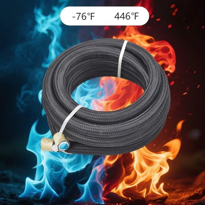 6AN PTFE E85 Fuel Line Hose 10FT With 4PCS Hose Separator Clamp - color: 10FT+Clamp, size: AN6