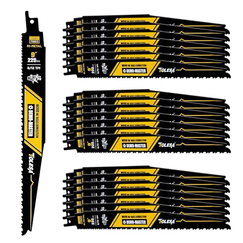 TOLESA Reciprocating Saw Blades, 9" 6/12TPI for Nail-Embedded Wood, 25-Pack - style: 25 Pack