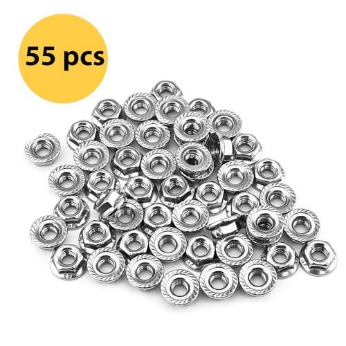 55 Pack M6 Serrated Flange Hex Nuts for DIY Home Mechanism - size: M6