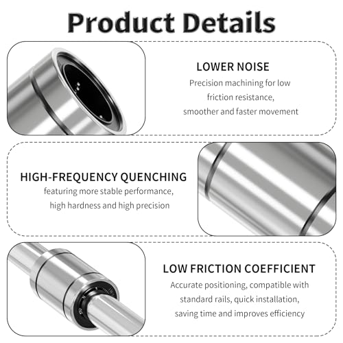 4 Pcs LM8UU Linear Ball Bearings, 8x15x24mm Linear Bearing - size: LM8UU