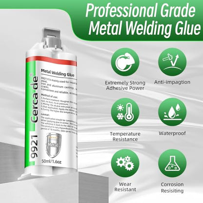 Metal Glue，Heavy Duty Waterproof epoxy Adhesive，Suitable for bonding Metals, Steel, Iron, Aluminum, Plastics, Ceramics, and Materials，Professional Bonding of Various Metal items1.6oz.