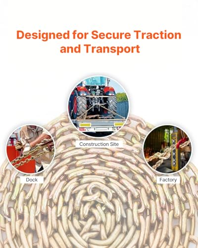 VEVOR 2 Pack Transport Binder Chain, 3/8" x 20' Tow Chain with Grab Hooks