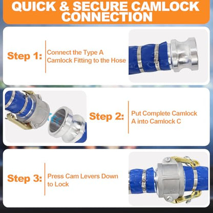 Ketofa 2" Type A Aluminum Camlock Fittings, Quick Connect Coupler, 2-Pack