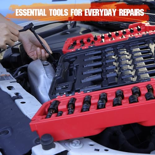 73-Piece Impact Socket Set with Hex & Torx Bit Sockets, SAE & Metric Deep & Shallow Sockets, Ratchet Handle, Universal Joint, Adapters & Extension Bars, CR-MO Steel - style: 73-Piece Master Impact Set