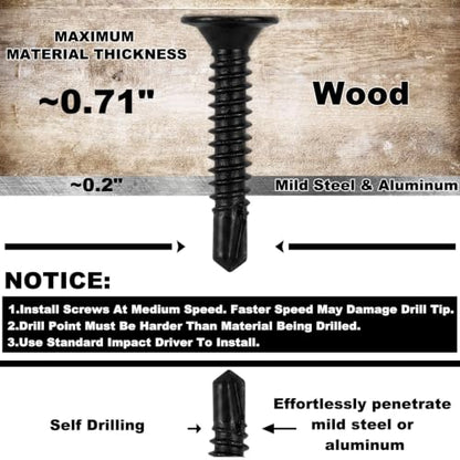 Yaocom 2 lb Wood to Metal Self Drilling Screws, #10-16 x 1-1/4", 286 Pcs - color: 2 lb