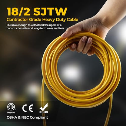 50FT 50W LED String Lights, Temporary Construction Work Lighting - size: 50FT-2Prong
