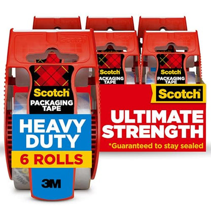 Scotch Heavy Duty Packing Tape, 1.88 in x 27.7 yd, 6 Rolls, 6 Dispensers - size: 6 Rolls