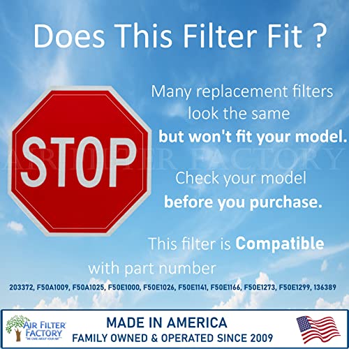Air Filter Factory Replacement For Honeywell 203372, 136389, F50A1025, F50E1000, F50E1026, F50E1141, F50E1166, F50E1273, F50E1299 HVAC Furnace Aluminum EAC Pre/Post Filters 2-Pack