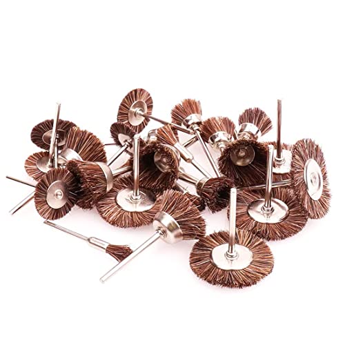 15 Pcs 1/8 Inch Shank Assorted Shape Horse Hair Wheel Brushes - style: 15 Pcs Brown