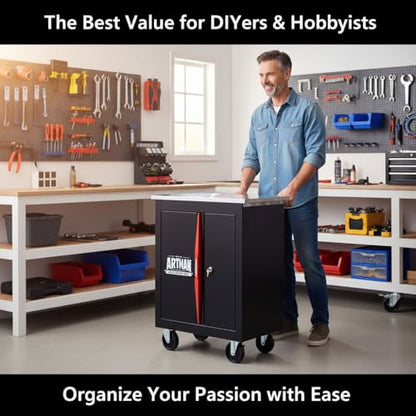 Rolling Tool Chest,Stainless Steel Worktop,Black&Red,2‑Drawer - color: Black, size: 2-Drawers