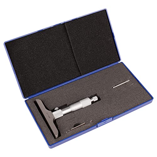 Depth Micrometer, 0-1" Measuring Range, 0.001" Graduation, Professional Precision Depth Gauge for Machining, Engineering & Metalworking, High Accuracy Tool - size: Depth Micrometer (0-1" Range)