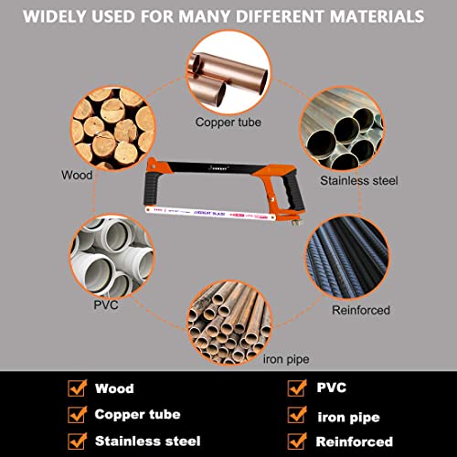JUGREAT 12" Hacksaw Blades Replacement Bi-Metal,Bi-Metal Safe Flex Metal,High Speed Steel -18TPI (10 Pack) - size: 12"×18TPI 10PACK