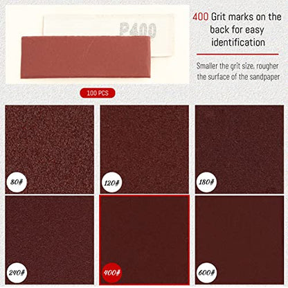 SPEEDWOX 100 PCS Detail Sanding Refill 3.5 x 1.2 Inch Micro Sander Hook & Loop Aluminum Oxide Sandpaper Grit 400 Detail Sander Sandpaper Mini Sander for Small Projects in Tight Narrow Spaces - style: 400 Grit