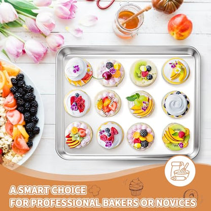 Stainless Steel Baking Sheet Pan Set of 2, Cookie Sheets 12 x 10 x 1 Inch - size: 12 inch