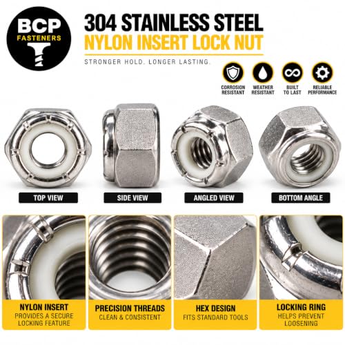 BCP Fasteners 1/2-13 Stainless Steel Nylon Insert Hex Lock Nuts, 10 Pack - size: 1/2-13 (10)