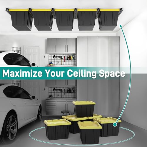EVERHANGER Ceiling Storage Rack, Heavy Duty Overhead Garage Storage Rack - style: For 3 Bins