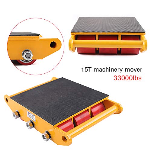 15T Dolly, 6 Steel Wheel GDAE10 Industrial Machinery Mover with 360° Rotation Cap Skate Hand Truck Cart Appliance Wheels Rollers for Furniture Cargo Trolley Moving Home Warehouse 33000lbs Red