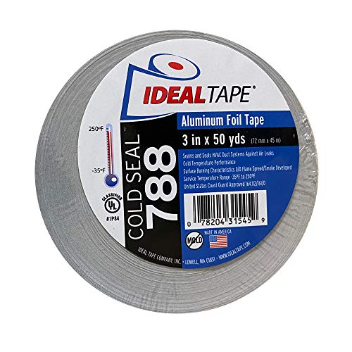 Ideal Tape Cold Seal 788 Aluminum Foil Tape UL Certified 3 in x 50 yds (1 roll)