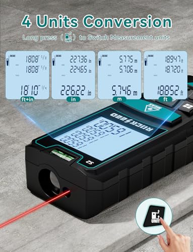 Laser Measure,RockSeed Digital Laser Distance Meter with 2 Bubble Levels,Portable M/in/Ft Unit Switching Backlit LCD and Measuring Distance/Area/Volume/Pythagorean - color: Deep Blue