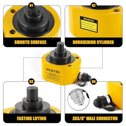 NEWTRY 50 ton Low Profile Hydraulic Jack Porta Power Kit + CP-700 Manual Hydraulic Hand Pump Multi Section Jack, 2.56” Stroke Industrial Mini Hydraulic Cylinder - size: 50T Hydraulic Jack + cp-700 Pump