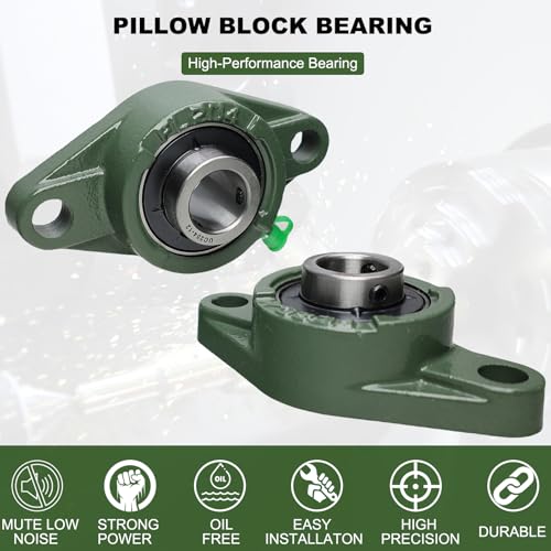 2 Pack UCFL204-12 Pillow Block Bearing, Flange Mount Ball Bearing Unit, 3/4 in Bore, 2-Bolt Flange, Self Aligning Cast Iron Housing, Set Screw Locking Style Flange Pillow Block Bearing - style: UCFL204-12