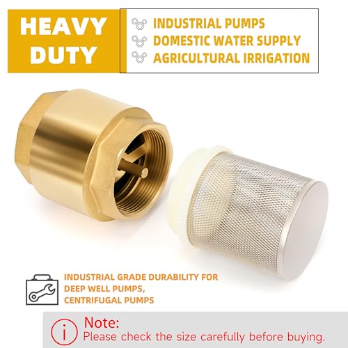 2" NPT Foot Valve with Filter, Brass, Heavy Duty, Female Thread, DN50 - size: 2 Inch