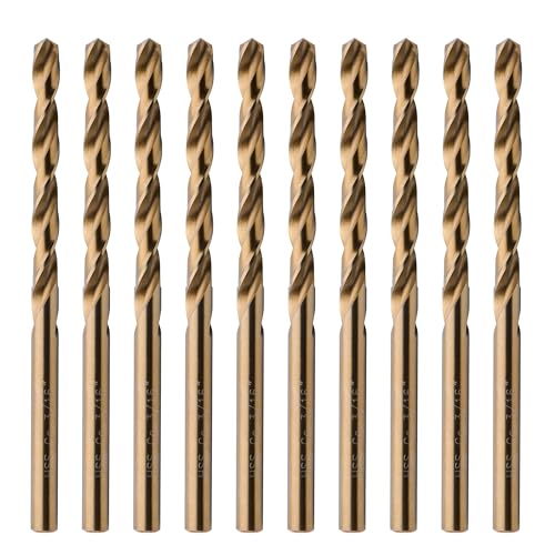 10 Pcs High Speed Steel 3/16 Inch Cobalt Drill Bit Set 4.8mm(3/16") Jobber Length Twist M35 Metal Drill Bit for Stainless Steel and Hard Metal Drill Bit Set - size: 3/16 In. (Pack of 10)