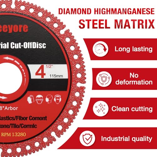 4.5 x 7/8 Inch Diamond Cut Off Wheel for Metal, Angle Grinder Disc