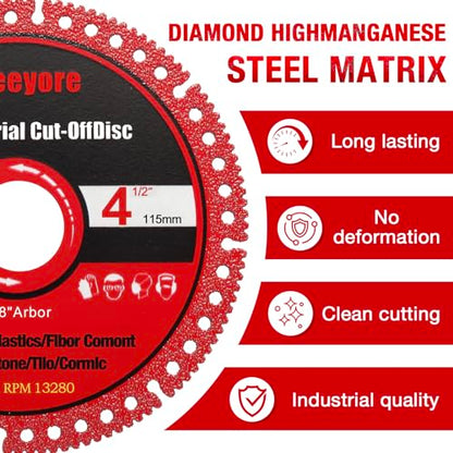 4.5 x 7/8 Inch Diamond Cut Off Wheel for Metal, Angle Grinder Disc