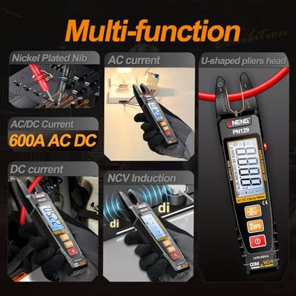 ANENG Clamp Meter Multimeter Tester TRMS 4000 Counts with U-Shaped Jaw,NCV - style: PN129(Normal Version with Test Kit)