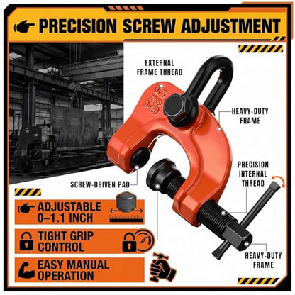 Frienda Plate Lifting Clamp 1100 Lbs/0.5t Adjustable Opening 0-1.1 Inch - size: 0-1.1 Inch, style: 1100 Lbs/0.5t