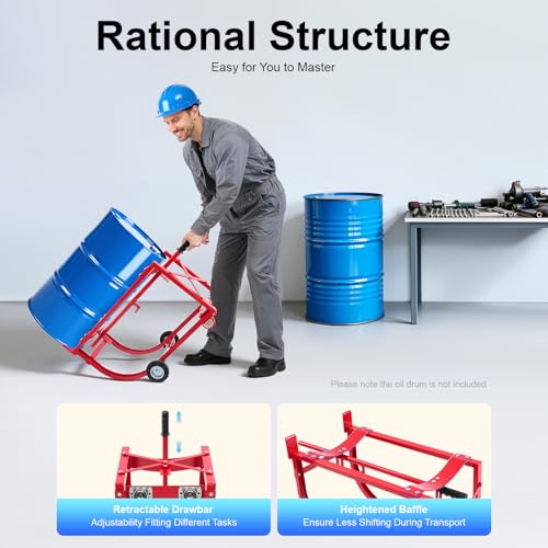 Drum Cradle with Wheels,660lbs Load Drum Dolly,55gal Movable Drum Rack - color: Red