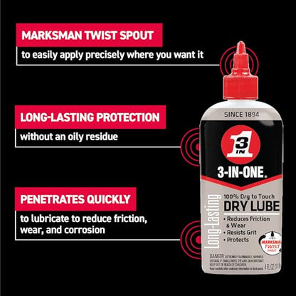 3-IN-ONE 100% Dry to Touch Dry Lube Drip Oil, 4 OZ