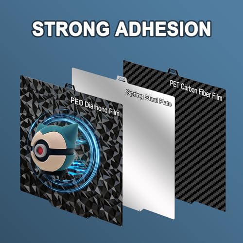 280x280mm PET PEO Double Side Build Plate for Qidi Q2, Smooth Diamond PEO+Carbon Fiber PET Spring Steel Sheet Heat Bed with Strong Adhesion & Easy Part Removal - size: 280x280mm