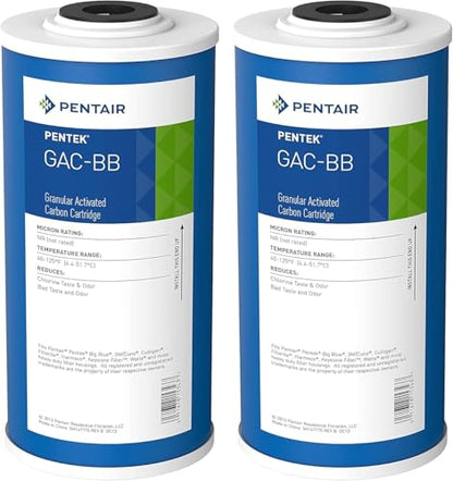 Pentair Pentek GAC-BB Big Blue Whole House Carbon Water Filter - size: Pack of 2, style: 10" x 4.5"