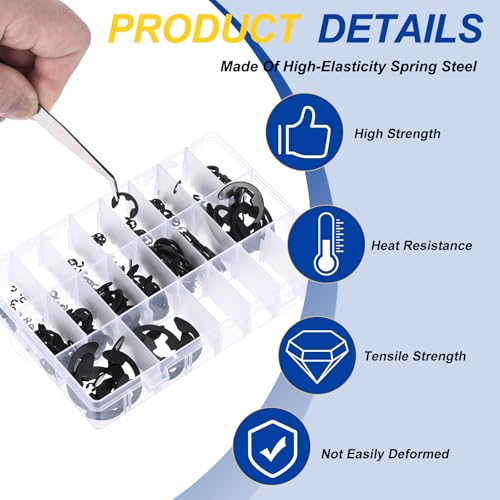 550Pcs M1.5-M22 External Retaining Ring E Clip Snap Rings - size: M1.5-M22