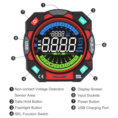 Eujgoov Digital Multimeter TRMS 6000 Counts Auto Ranging NCV
