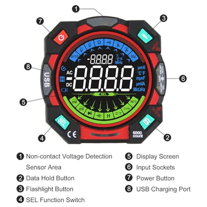 Eujgoov Digital Multimeter TRMS 6000 Counts Auto Ranging NCV